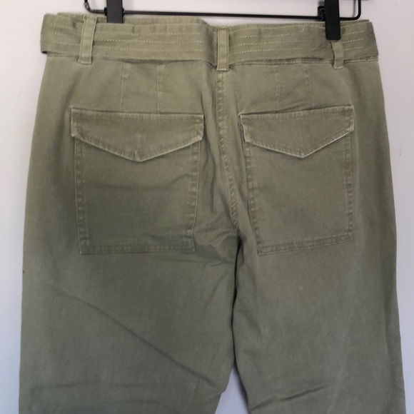 LOFT Cargo Pants Army Green Size 2 Waist Tie Pockets - Picture 3 of 10